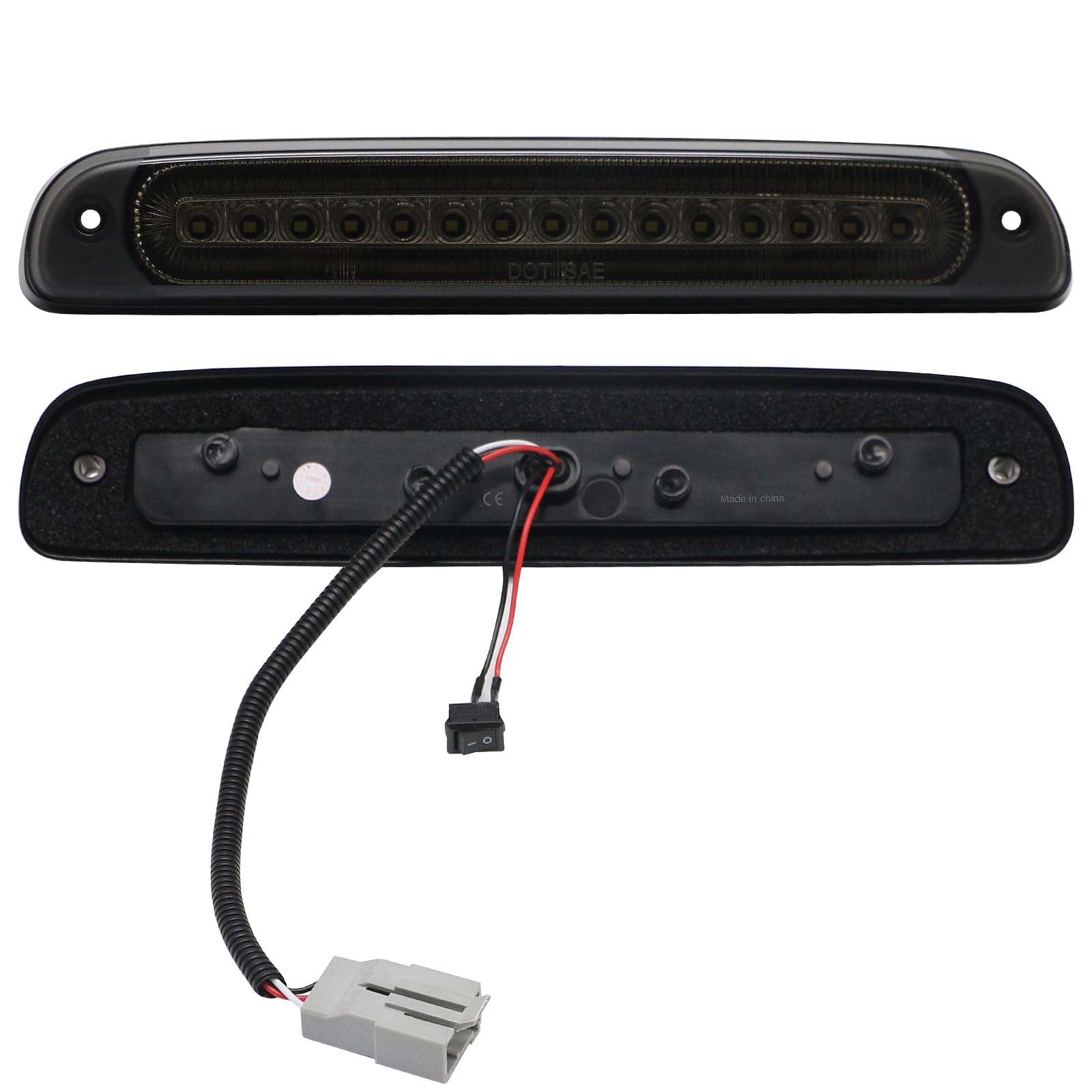 Close-up of SHINEFIT 3rd brake light with smoked lens and durable finish