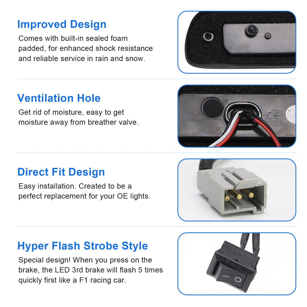 SHINEFIT 3rd brake light strobe mode activated for racing-style signaling