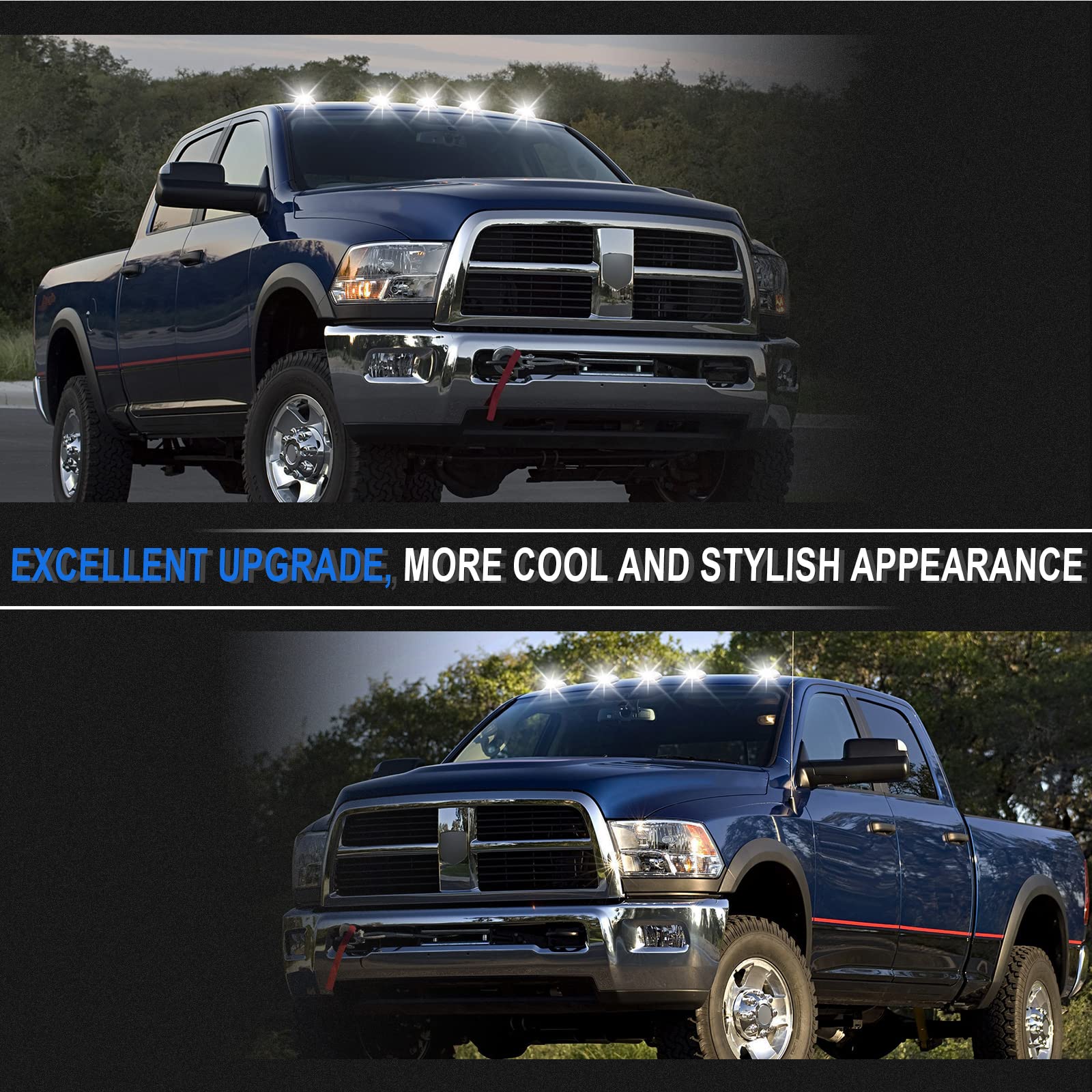 SHINEFIT cab roof light for Ram 4500/5500 boosts signaling at night.
