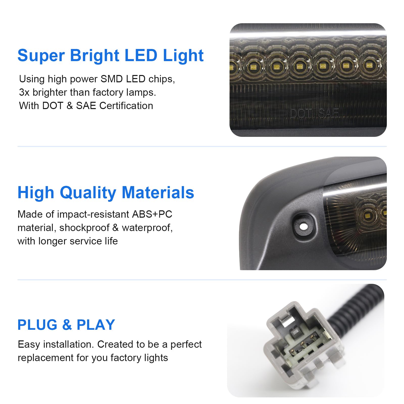 SHINEFIT plug-and-play brake light installs in minutes using factory screws.