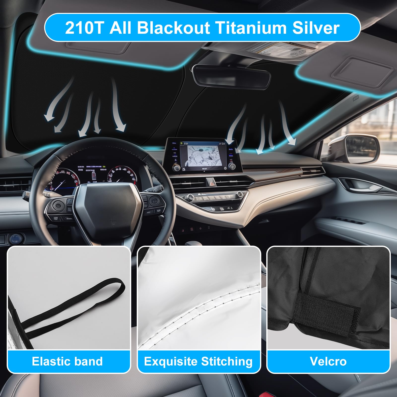 SHINEHOME Camry sunshade folds into a compact storage bag