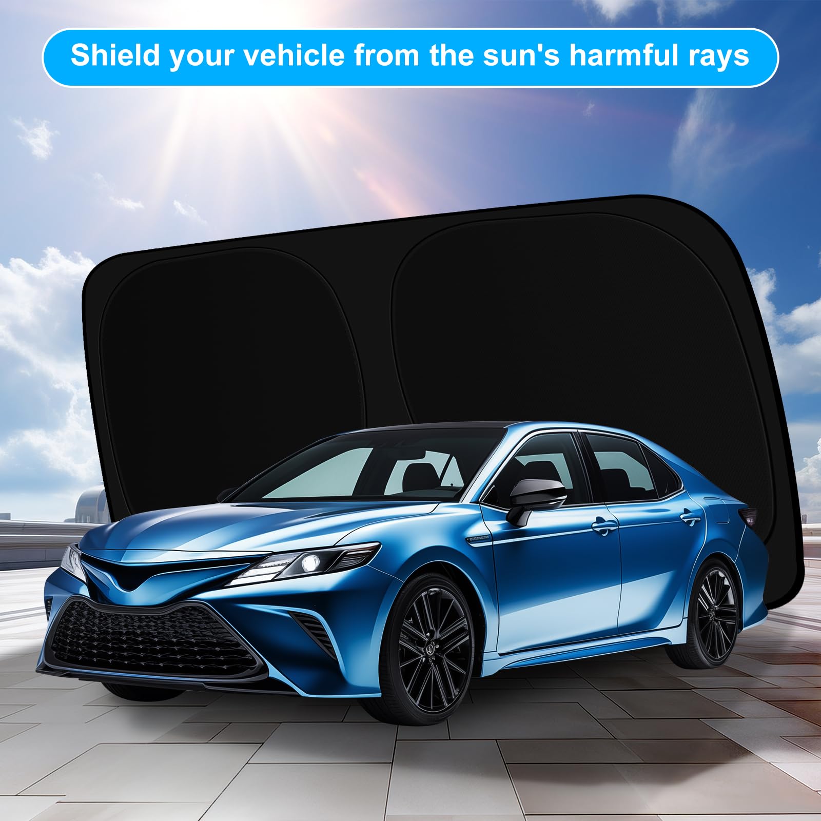 SHINEHOME Camry sunshade on windshield supports interior protection