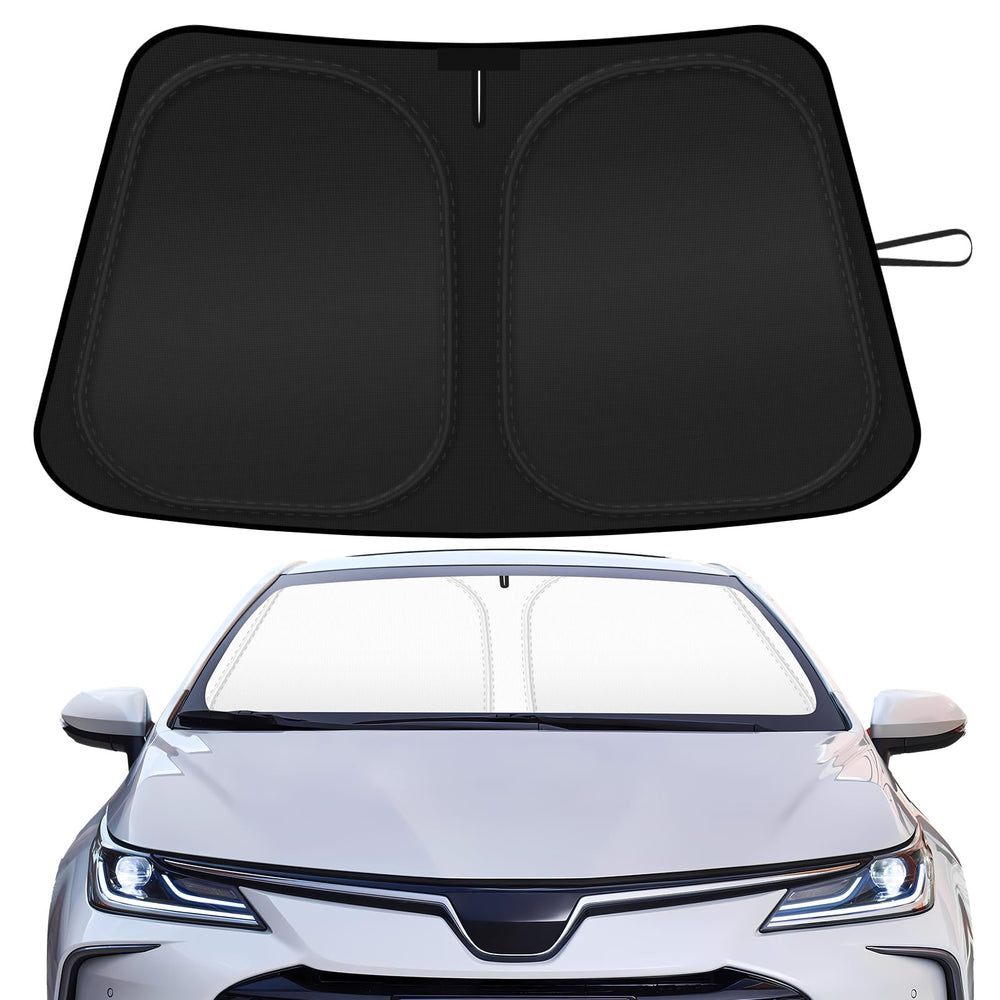 SHINEHOME Corolla windshield sun shade front view blocks UV rays and heat.