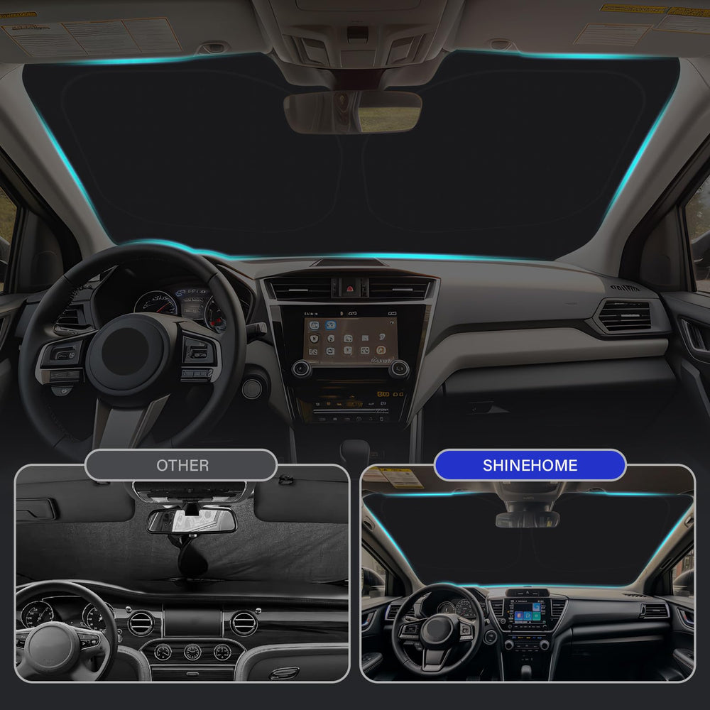 SHINEHOME Crosstrek sun shade black layer blocks heat buildup inside the cabin.