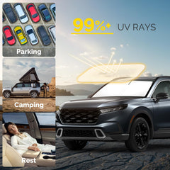 SHINEHOME CR-V sun shade folded in storage bag for easy transport.