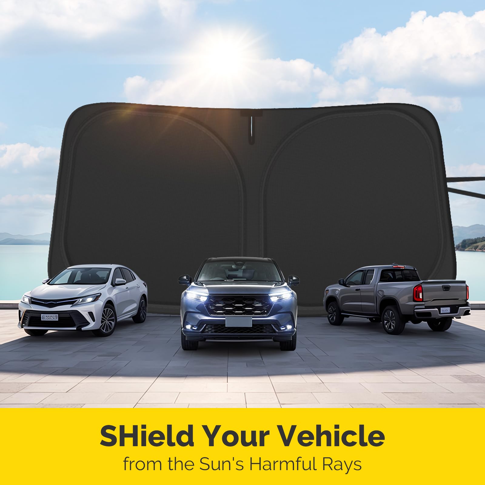 SHINEHOME CR-V sun shade offers quick removal before parking.