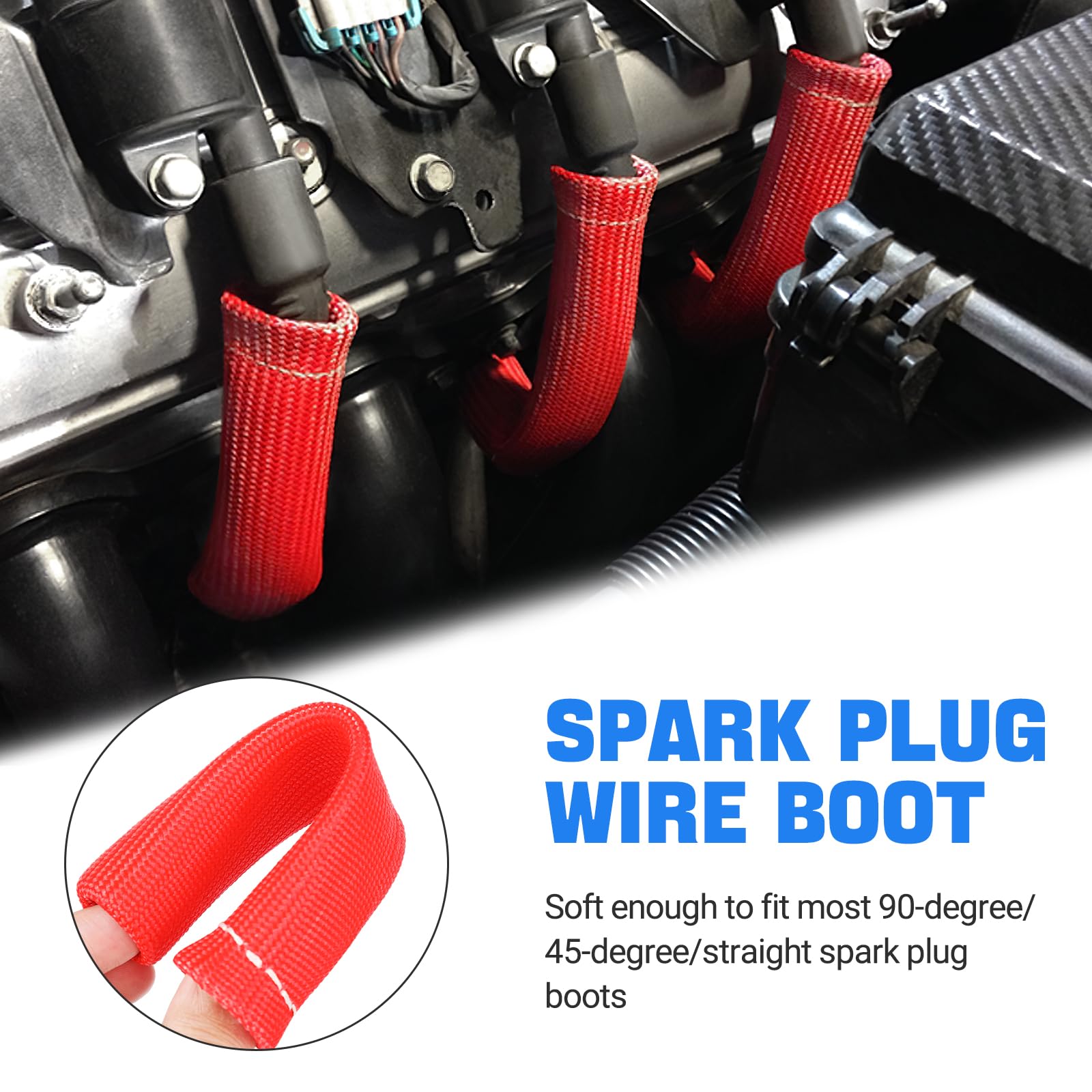 SHINEHOME heat sleeve 6inch on boot demonstrates durable wrap around spark plug wire