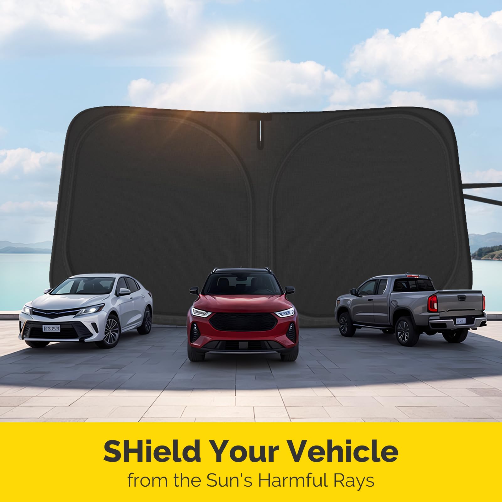 SHINEHOME Interior protection and potential AC efficiency with sun shade.
