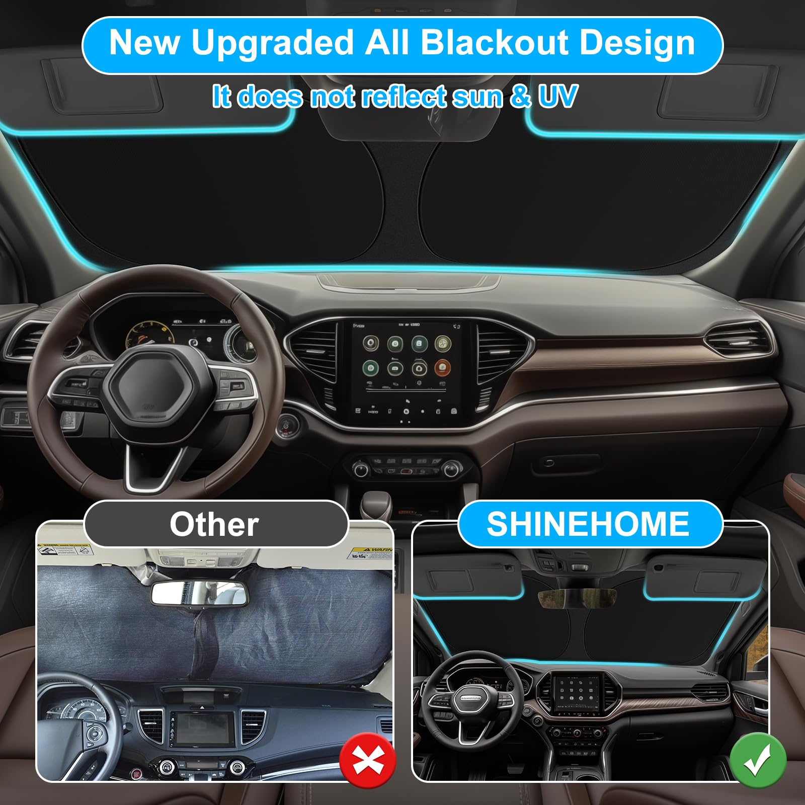 SHINEHOME Cherokee sunshade folds for compact storage after use