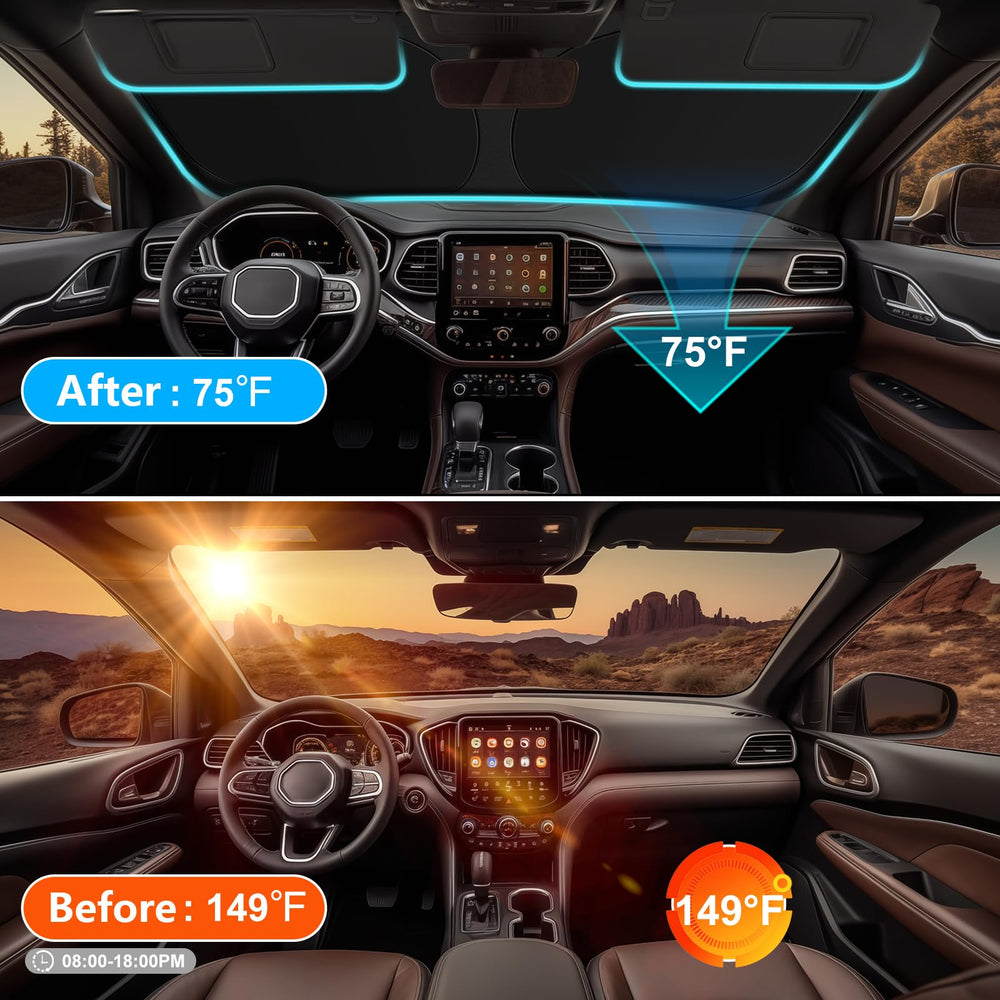 SHINEHOME Cherokee sunshade double-layer design guards interior from fading