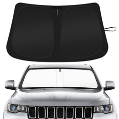 SHINEHOME Jeep Grand Cherokee windshield sun shade front view blocks heat.