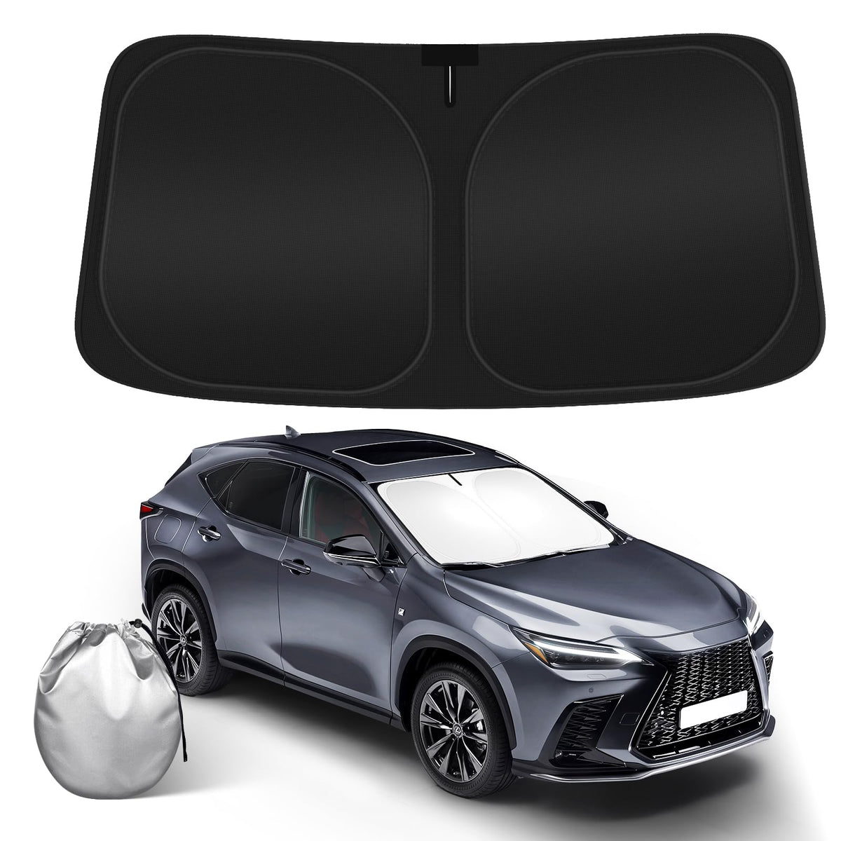 SHINEHOME Lexus NX sunshade installed on front windshield to block heat