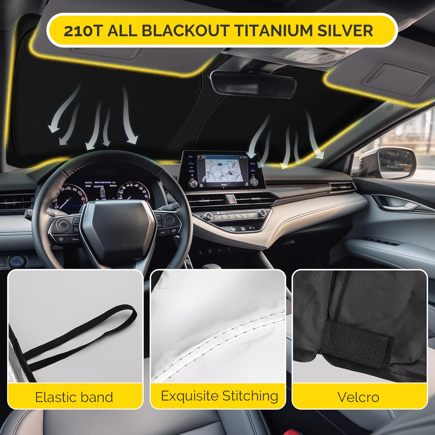 SHINEHOME NX sunshade blocks UV rays from dashboard and upholstery