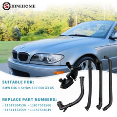 SHINEHOME PCV hose kit for BMW E39 underhood view, offering direct-fit compatibility.