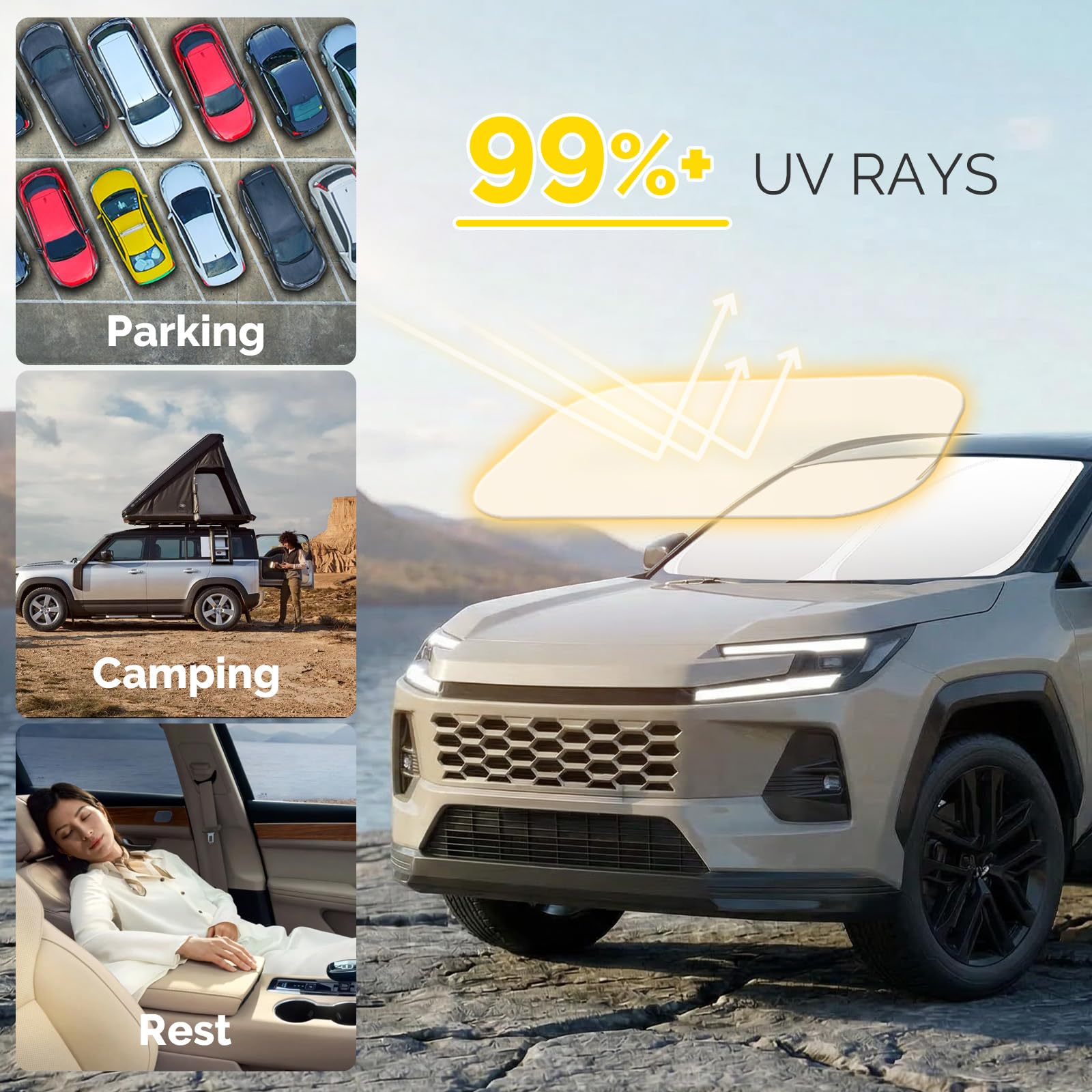 SHINEHOME Rav4 sunshade cabin inside view showcases interior protection against sun damage.