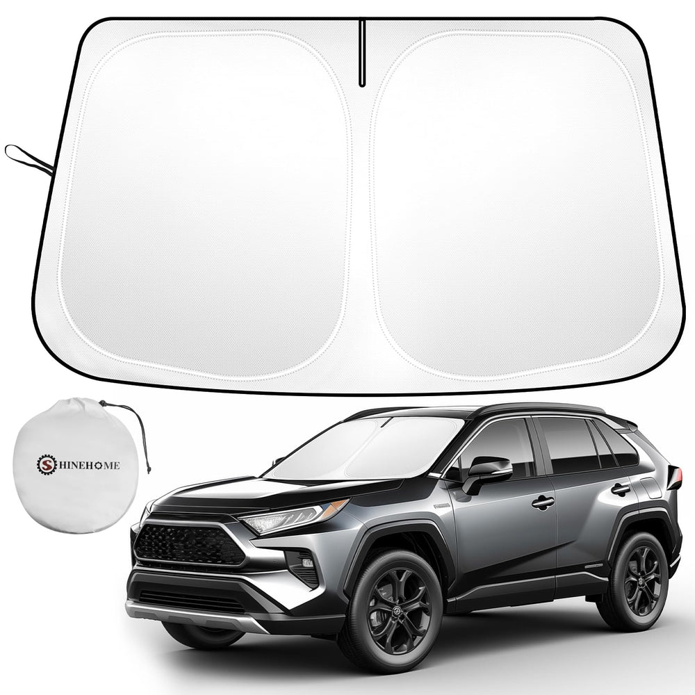 SHINEHOME Rav4 sunshade front view blocks UV rays and keeps the cabin cool.