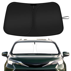 SHINEHOME Sienna windshield sun shade installed on the front window for heat protection.