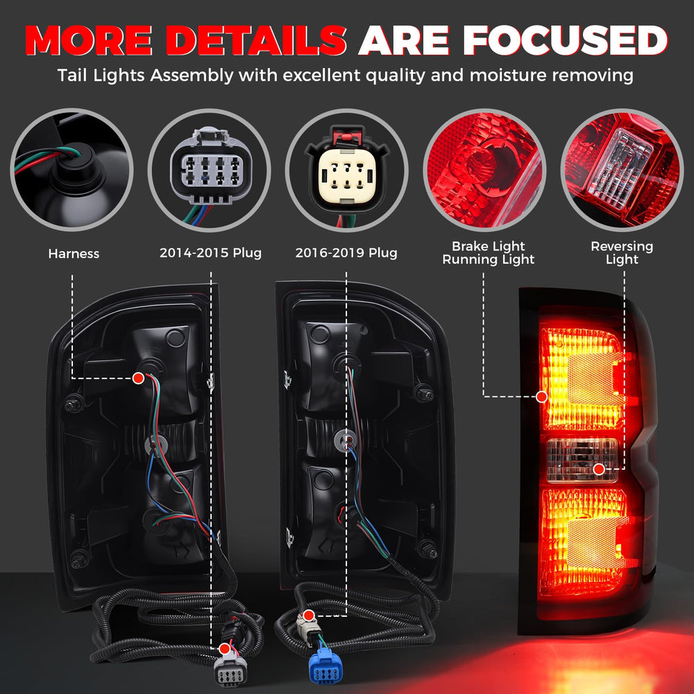 SHINEHOME Sierra 3500HD tail light back view with bold red glow.
