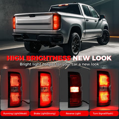 SHINEHOME Silverado tail light with four LED modes for day and night.