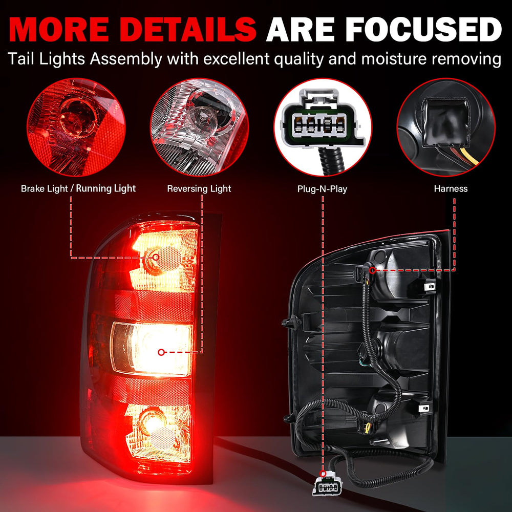 SHINEHOME Silverado tail lights four modes for daytime running, brake, turn, and reverse signals
