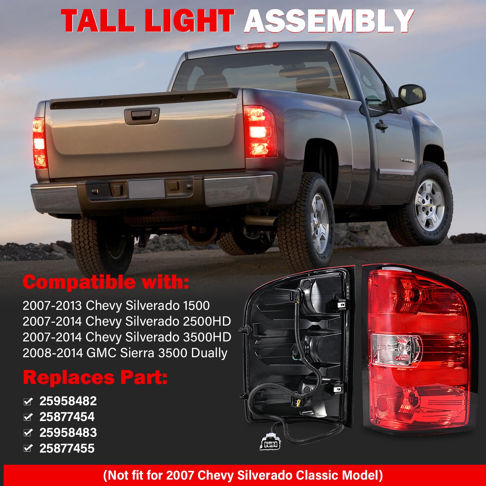 SHINEHOME Silverado tail lights installed on rear for complete replacement and cohesive vehicle styling