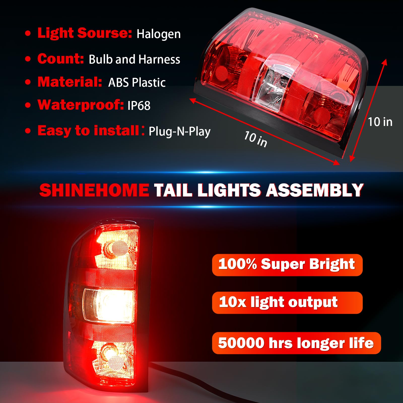 SHINEHOME tail lights plug-and-play connection for quick, wire-free installation