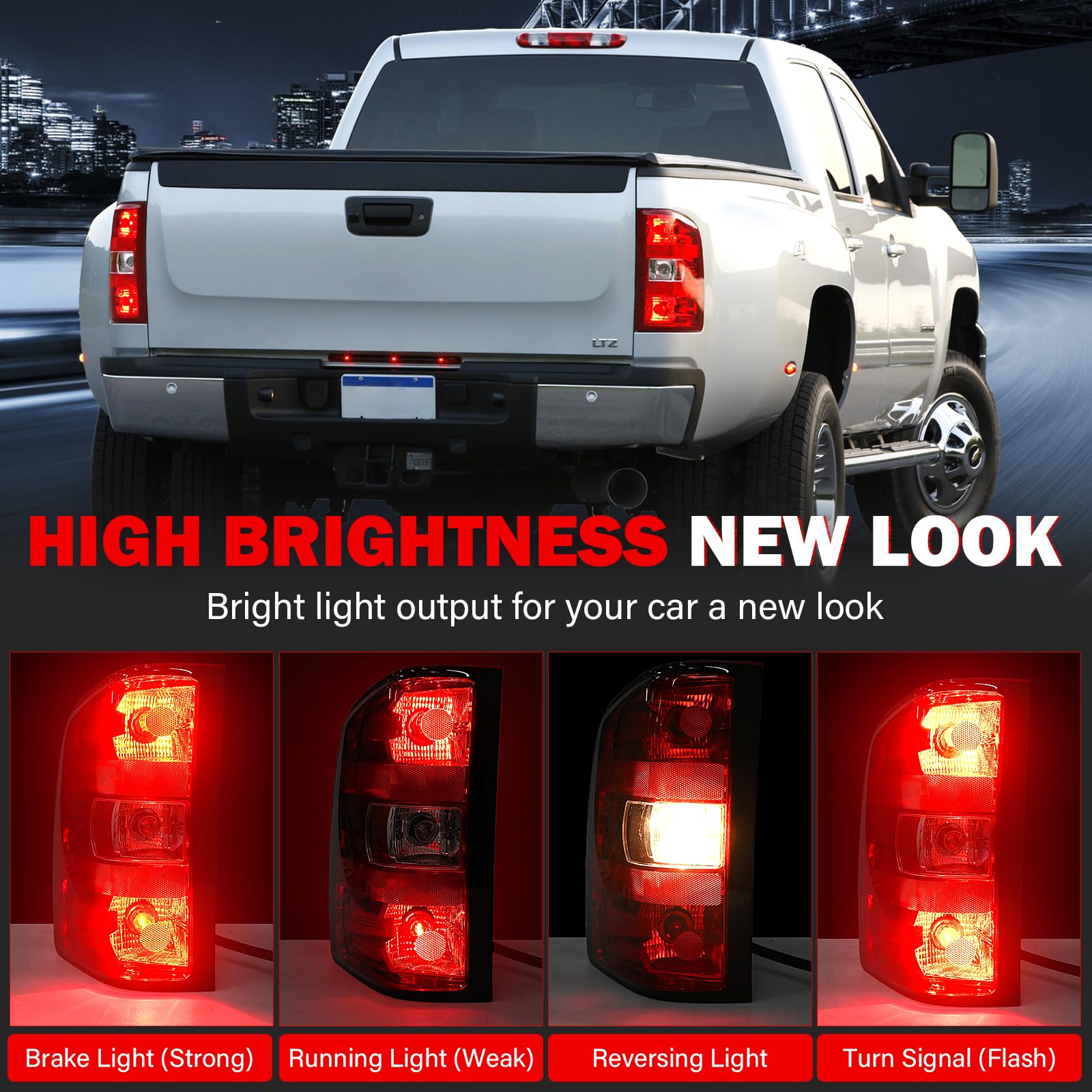 SHINEHOME Silverado tail lights right passenger: balanced illumination and safer signaling