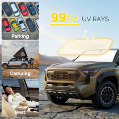 SHINEHOME Tacoma sun shade folded compact shows easy storage when not in use.