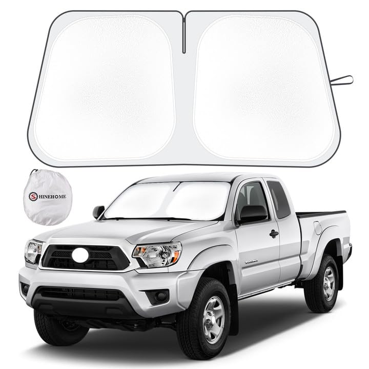 SHINEHOME Tacoma sun shade front window blocks heat for a cooler cabin.