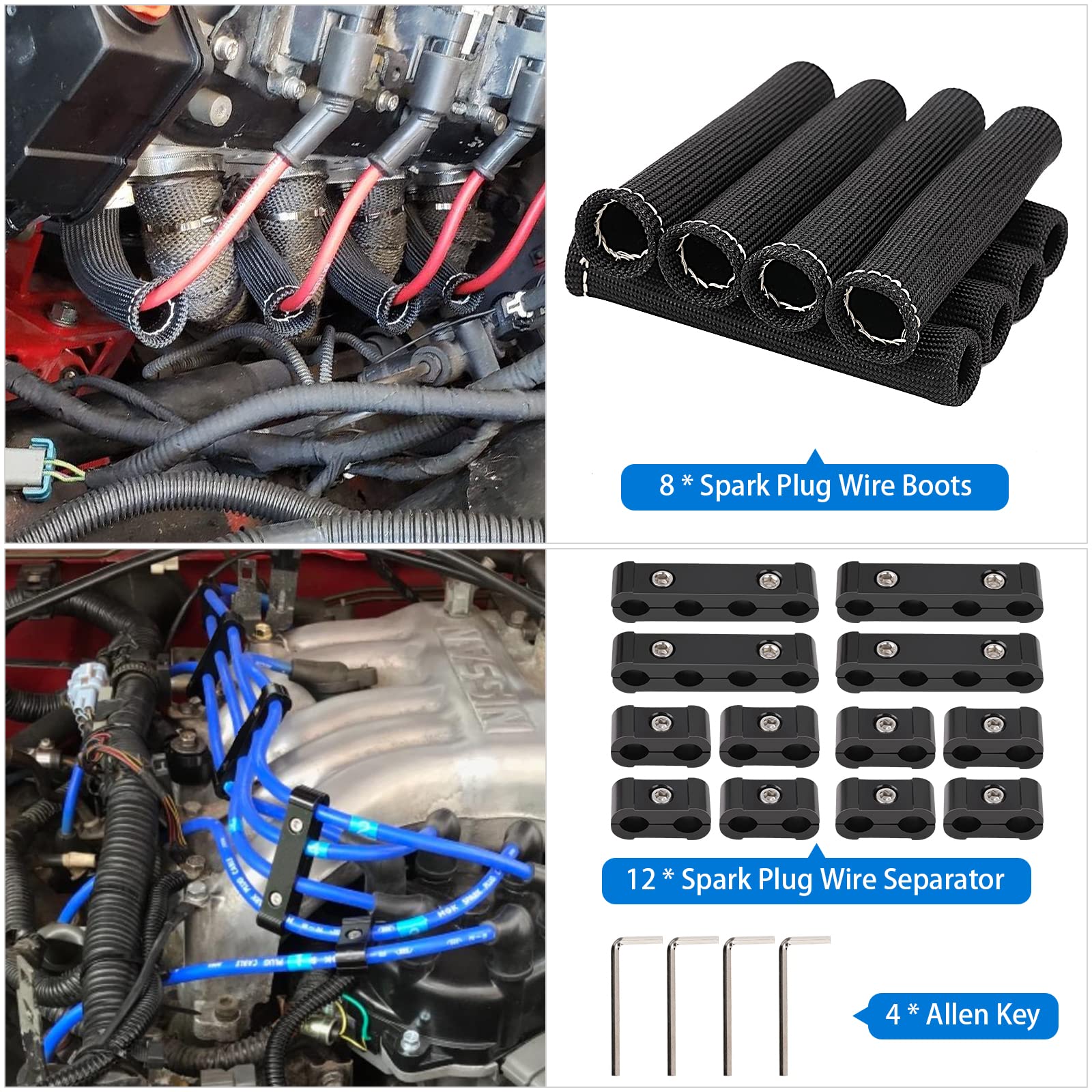 SHINEHOME under-hood protection system guards ignition wires from heat and abrasion.