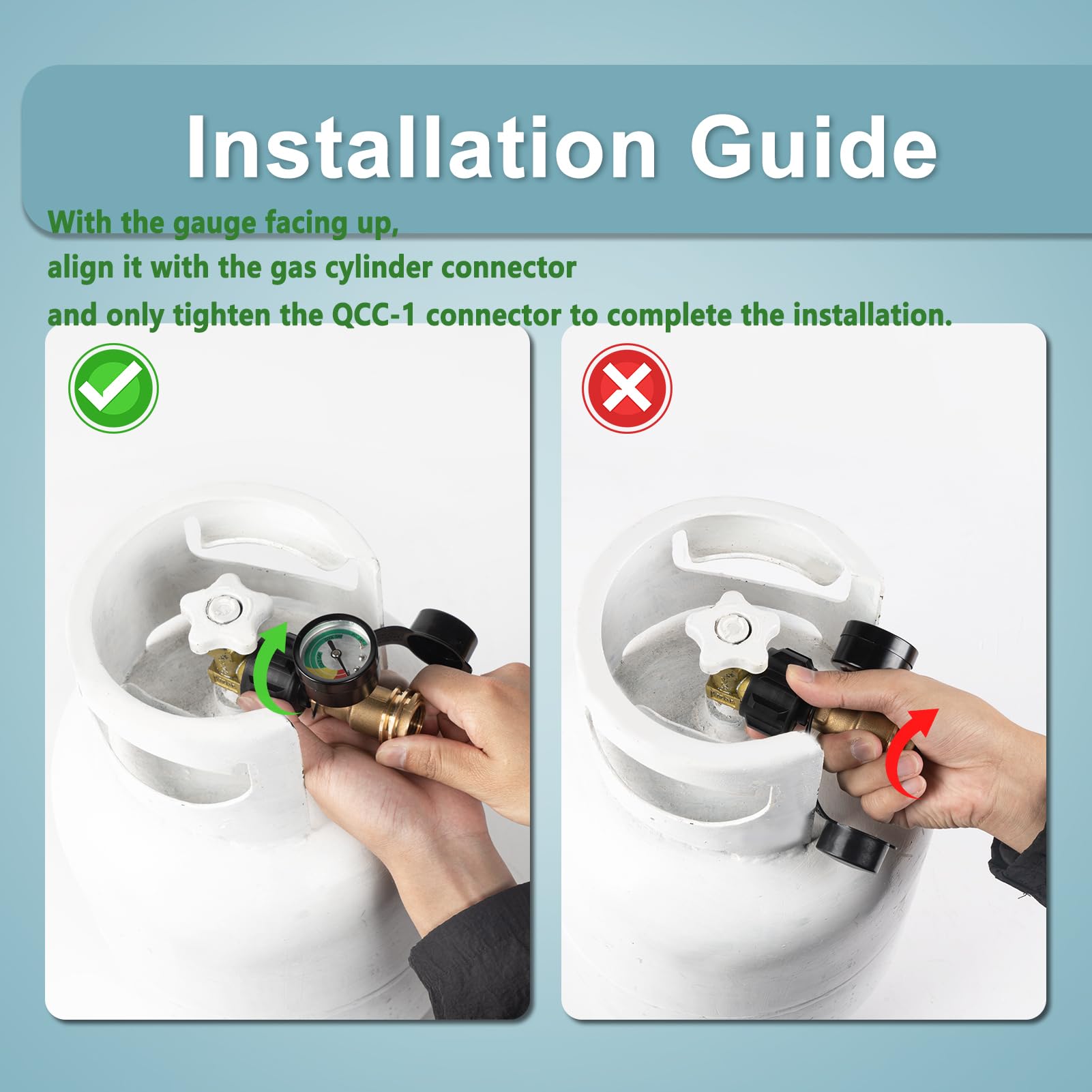 SHINESTAR propane gauge demonstrates QCC1 connection compatibility