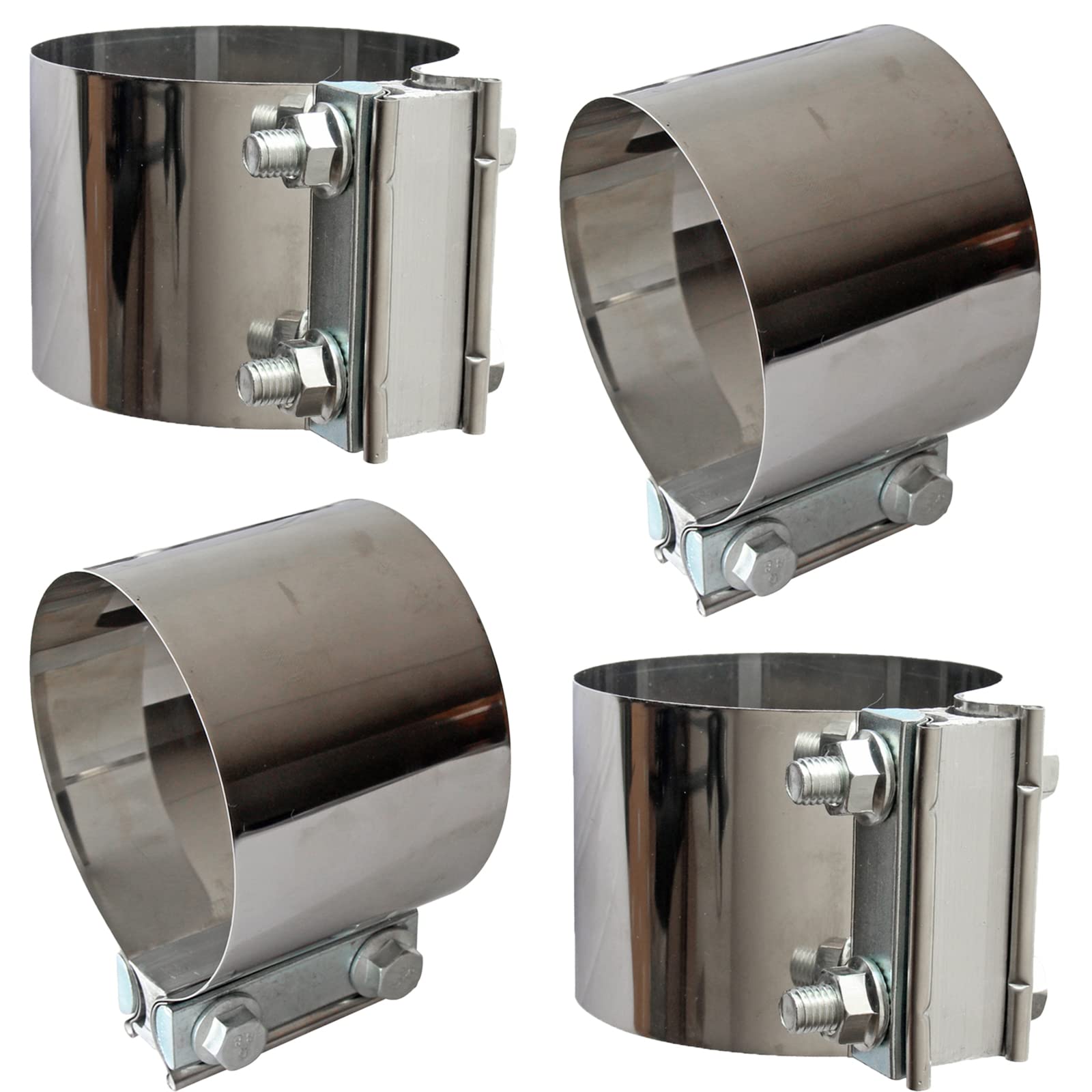 Shineyoo exhaust band clamp 4in front view shows durable 304 stainless steel construction and corrosion resistance.