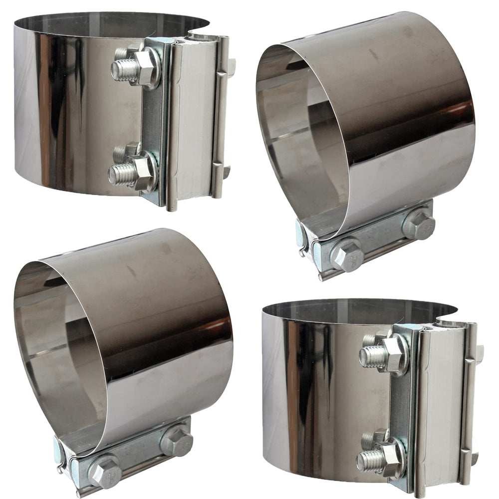 Shineyoo exhaust band clamp 4in front view shows durable 304 stainless steel construction and corrosion resistance.