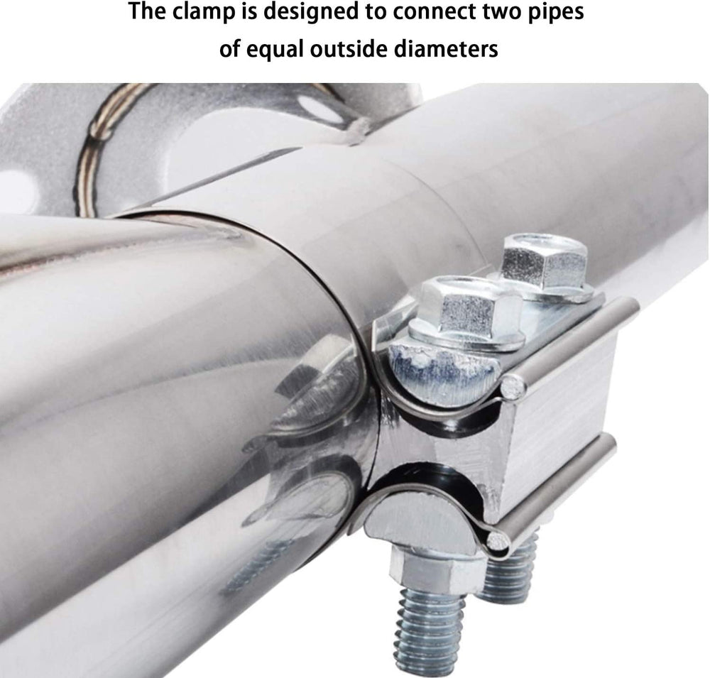 Shineyoo exhaust band clamp 4in muffler connection shows reliable seal without pipe distortion.