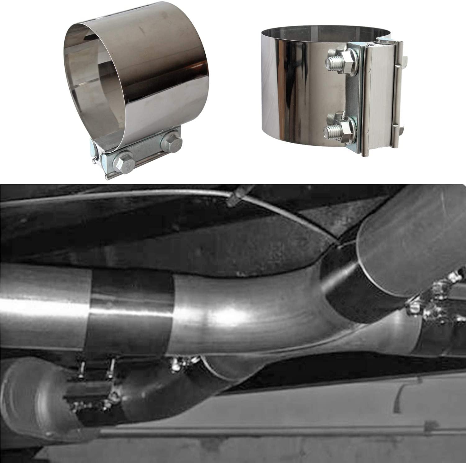 Shineyoo exhaust band clamp 4in pack-assembly highlights bulk value with four clamps.