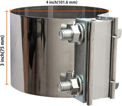 Shineyoo exhaust band clamp 4in side view highlights sleek finish and robust engagement.