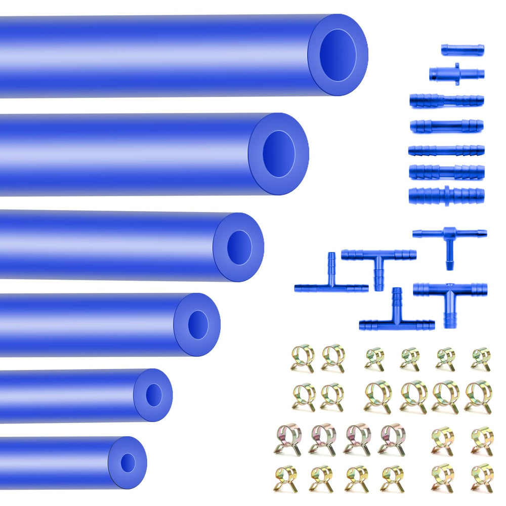 Shineyoo silicone vacuum hose kit blue tubing laid out 10ft for easy routing