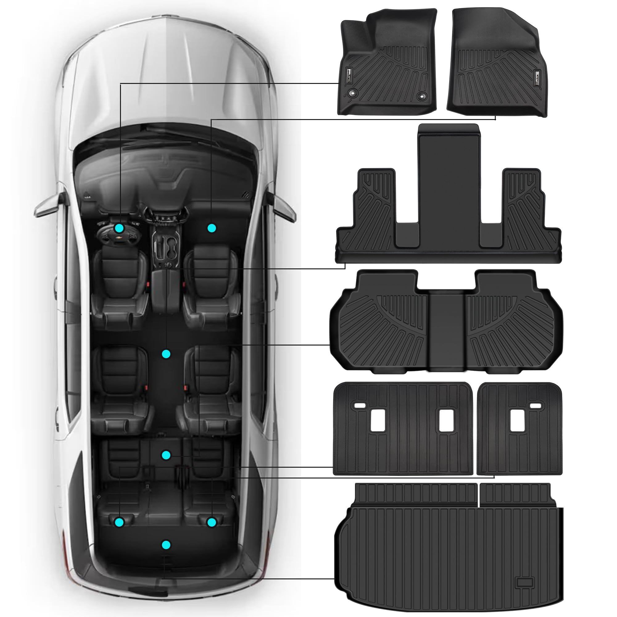 SHINJEW Traverse front mats with secure non-slip latches for safety and stability