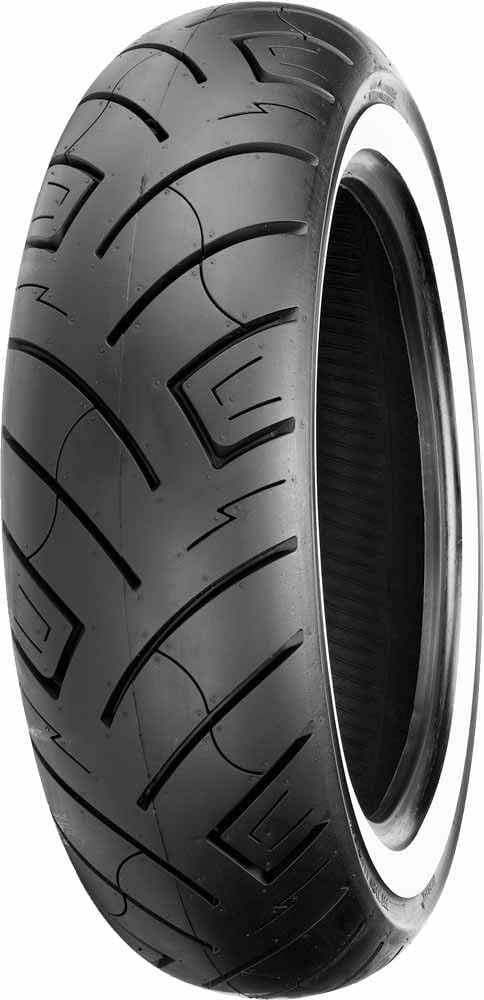 Shinko SR777 HD white-wall rear tire on cruiser motorcycle, offering classic look with confident wet and dry traction.