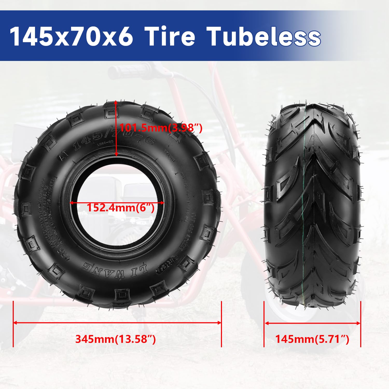 SHIQINHA 145/70-6 tubeless valve area highlighting easy maintenance