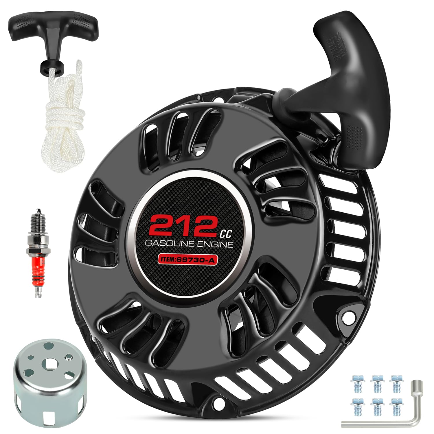 SHIQINHA 212 pull start assembly on engine for reliable starts.
