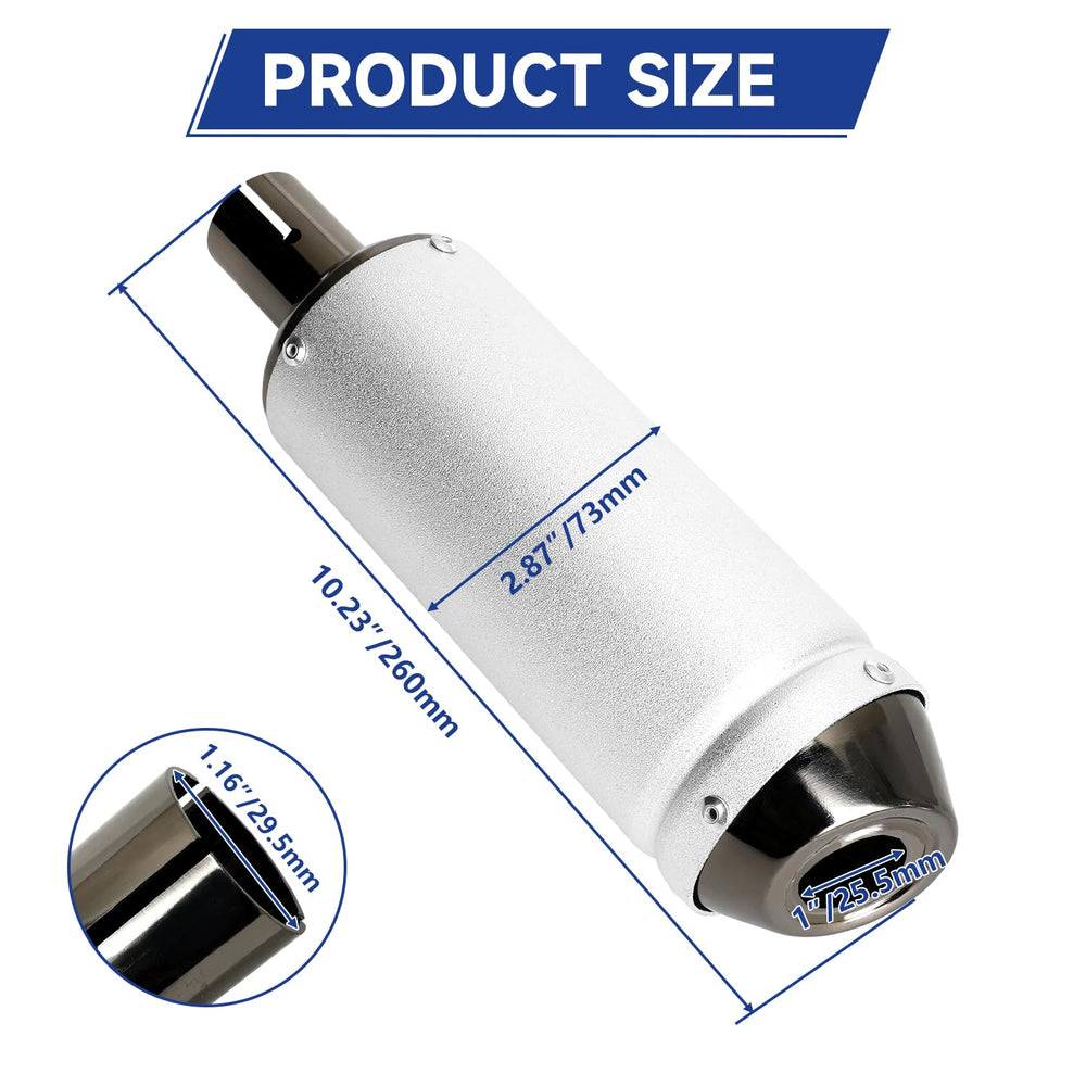 SHIQINHA 28mm exhaust muffler close-up during assembly