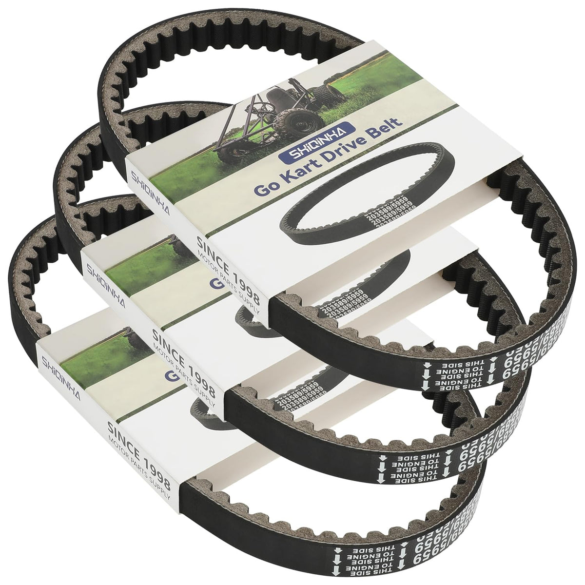 SHIQINHA 30-series belt 5959 on Coleman KT196 six-inch pulley for reliable CVT performance.