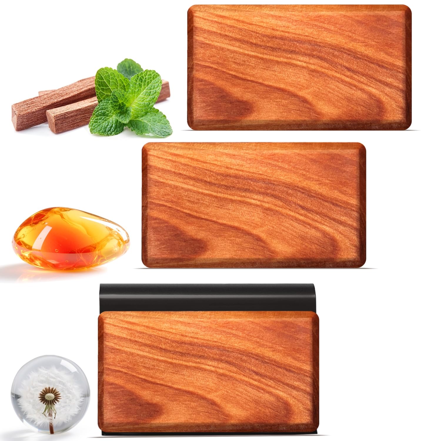 SHITAMEN amber block close-up for long-lasting car fragrance.
