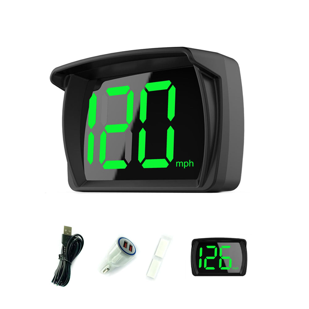 Shkalacar HUD front view shows real-time speed on LED display