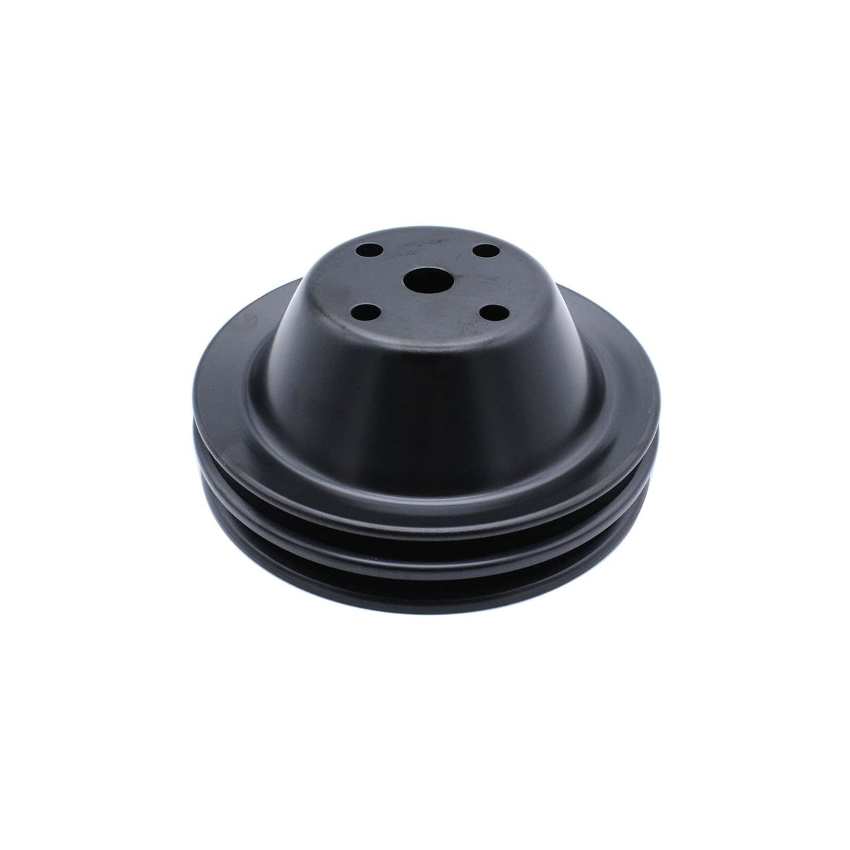 SHLPDFM long water pump pulley in black steel for SBC engines, durable fit