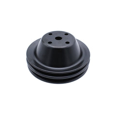 SHLPDFM long water pump pulley in black steel for SBC engines, durable fit