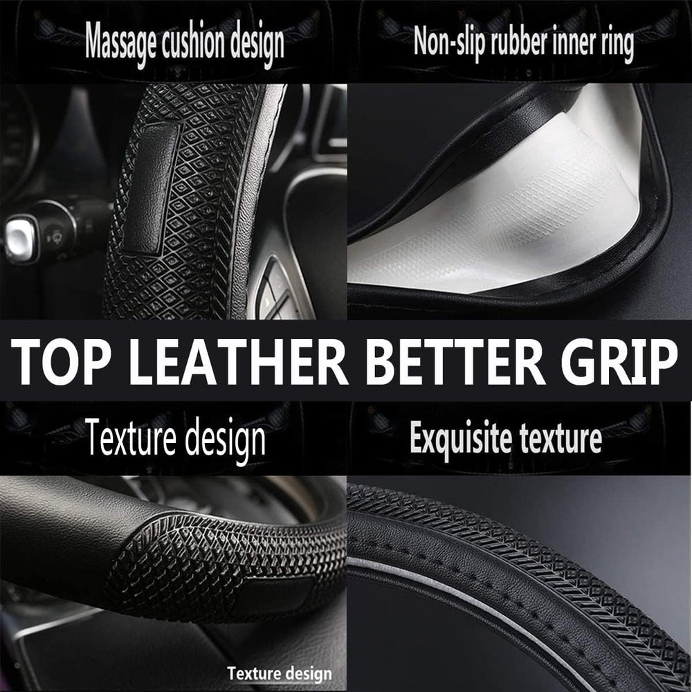 Sholer leather wrap with inner padding provides comfortable, non-slip handling on long trips