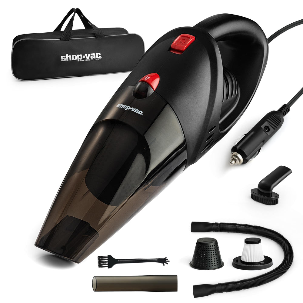 Shop-Vac 12V car vacuum showing strong suction capability for deep interior cleaning.