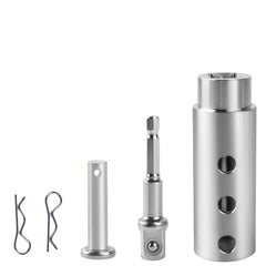 Shrandi trailer jack drill adapter on 1 inch drive shaft enabling easy trailer raises